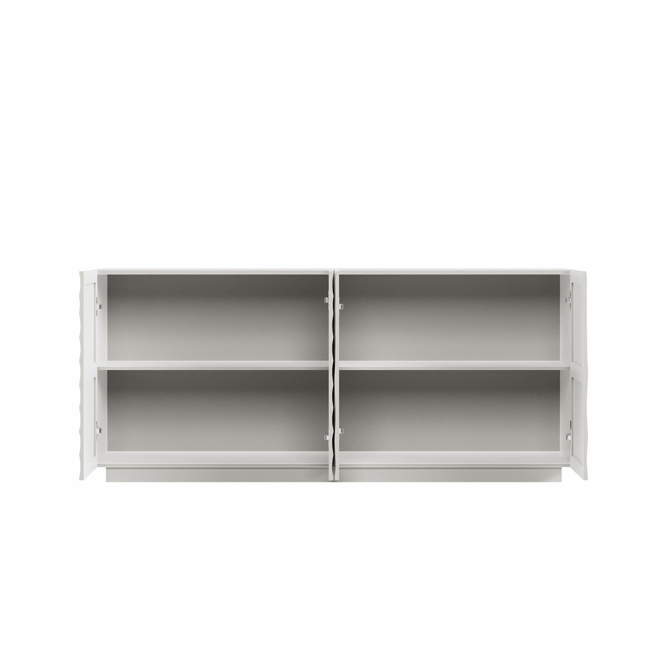 Noble House Lavor 4-Door Modern Accent Storage Sideboard Cabinet, Buffet Cabinet for Kitchen, Living Room, White