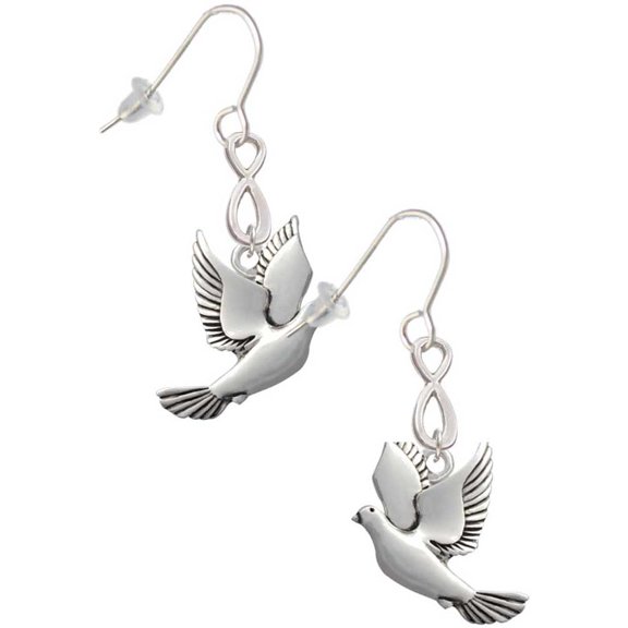 Delight Jewelry Silvertone Dove Silver tone Infinity French Earrings