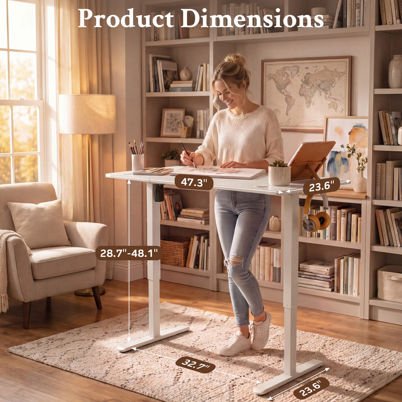 Homall 48" Electric Standing Desk, White photo 8