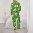 thumbnail image 5 of Kll Cows With Calfs Green Print Women'S Long Sleeve Pajamas With Pants Sleepwear Loungewear 2 Set-Large, 5 of 9
