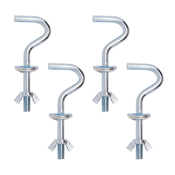 4 Pcs Hammock Zinc Hooks, GIXUSIL Heavy Duty Hammock Stand Hooks 3/8 Inch Hammock Stand Replacement Hooks for Hammock Stand Posts from 1-1/4 to 2 Inches in Diameter - Silver