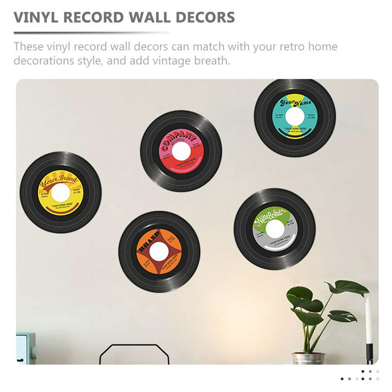 Frcolor 5pcs Vinyl Records Retro Style Record Wall Hanging Signs Record  Wall Decor for Bar