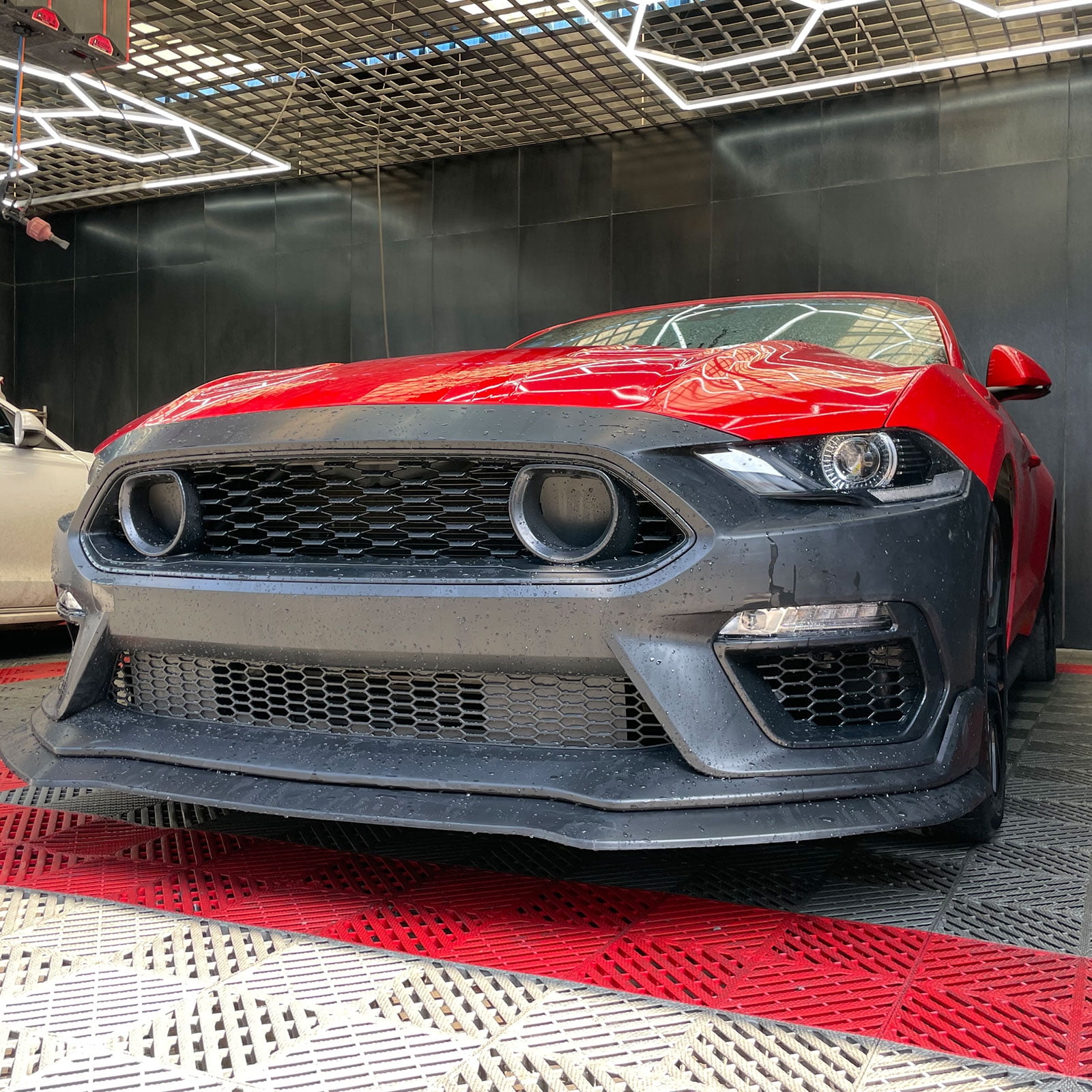 Ikon Motorsports Front Bumper Lip Compatible With 2021-2023 Ford Mustang Mach 1 Matte Black PP Polypropylene Handling Package Style Front Lip Spoiler Splitter