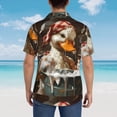 thumbnail image 4 of Sikiie Cartoon Scottish Duck Print Men's Hawaiian Shirt, Summer Beach Button Pocket Short Sleeve T-Shirt,Medium, 4 of 7