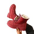 thumbnail image 5 of HTHLVMD Waterproof Winter Booties, Quilted Puffer Snow Boots, Women's Winter Snow Boots Lace Up Waterproof Warm Faux Fur Lined Booties Quilted Puffer Thick Sole Outdoor Walking Shoes, Wine 6.5, 5 of 6