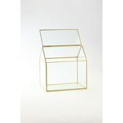 CC Home Furnishings 9" Clear and Gold Geometric Hand Blown Glass Terrariums with Hinged Lid