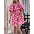 thumbnail image 6 of Dresses for Women V Neck Ruffle Short Sleeve Babydoll Dress Sundress Pink S, 6 of 8