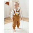 thumbnail image 6 of BemeyourBBs Baby Boy Thanksgiving Outfit Turkey Bowtie Romper Suspender Pants Hat, 6 of 9