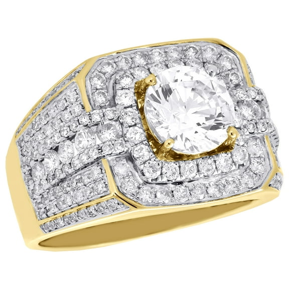 10K Yellow Gold Men's Round Solitaire Diamond Pinky Ring Mounting Band 1.82 CT.