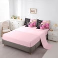 thumbnail image 5 of Homewish Cute Butterflies 7pcs Bedding Comforter Set,Flying Animal Queen Bedding Sets,Pink Black Queen Sheet Sets For Girls Kids,Luxury Bedroom Decor Reversible, 5 of 8