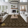 thumbnail image 3 of Brown Golden Floral Area Rugs 6'x9', Washable Small Throw Rugs for Kitchen Dining room, Modern Abstract Art Spring Flowers Indoor Outdoor Rug Non-Slip Low Pile Carpet Runner Reversible Floor Mats, 3 of 8