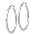 thumbnail image 2 of 14k White Gold Polished 2x30mm Lightweight Tube Hoop Earrings T826L, 2 of 4