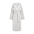 thumbnail image 6 of Womens Hooded Fleece Robe, Soft Bathrobe for Womens, Cute Long House Coat Gray M(M), 6 of 6