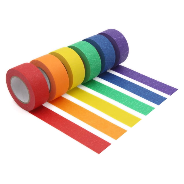 Cinta de enmascarar JONYEE, 6 rollos de colores, 2,4 cm x 12 m