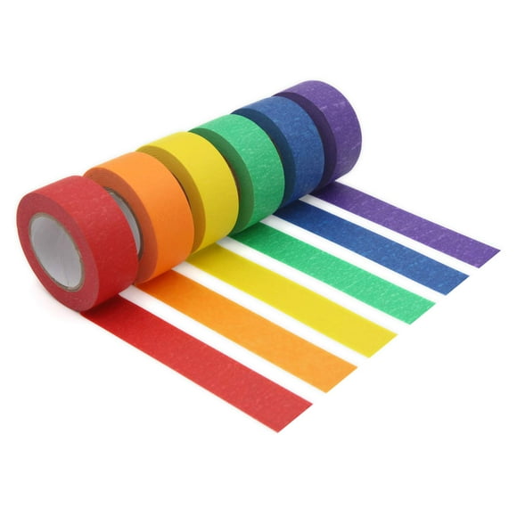 Cinta de enmascarar JONYEE, 6 rollos de colores, 2,4 cm x 12 m