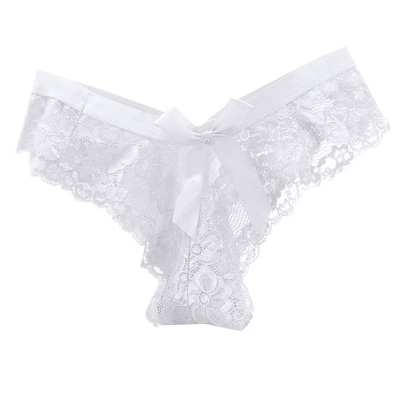 Women's Sexy Lace Transparent Low Waisted Thong Seamless Thin Mesh Bow Japanese Seductive Underwear