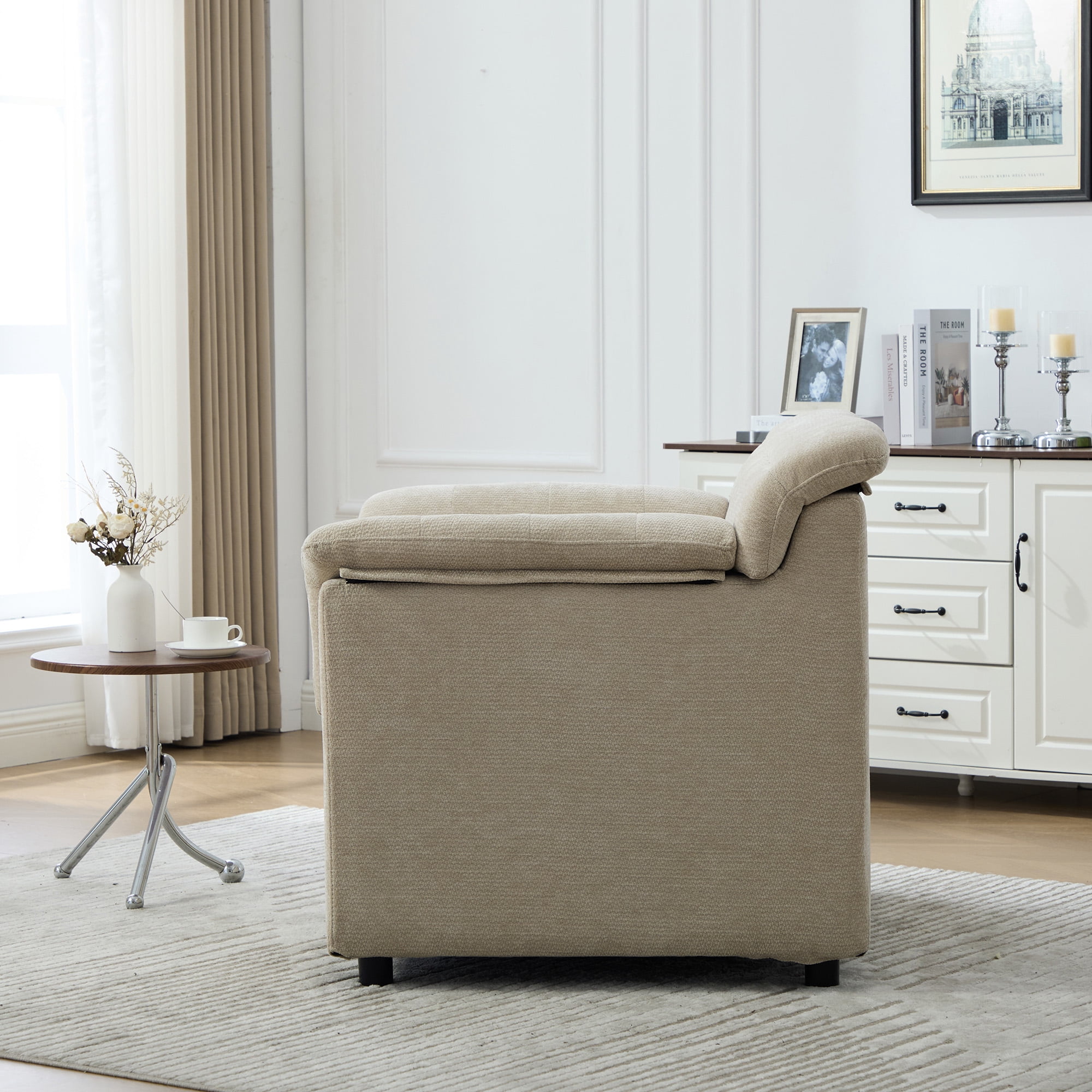 HOQBN 38" Oversized Accent Chair,Chenille Upholstered Living Room Chairs,Modern Arm Chair for Living Room, Bedroom,Wheat