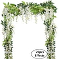 thumbnail image 2 of 4Pcs 6.6Ft/Piece Artificial Flowers Silk Wisteria Garland Artificial Wisteria Vine Rattan Silk Hanging Flower for Home Garden Outdoor Ceremony Wedding Arch Floral Decor (White), 2 of 14
