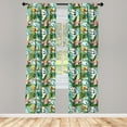 thumbnail image 3 of Ambesonne Leaf Curtains, Palm Tree Flowers Hibiscus, Pair of 28"x63", Pale Caramel Burgundy, 3 of 5