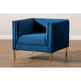 thumbnail image 5 of Baxton Studio Seraphin Glam and Luxe Navy Blue Velvet Fabric Upholstered Gold Finished Armchair, 5 of 5