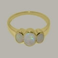 thumbnail image 5 of LBG British Made Traditional Solid 14k Yellow Gold Ring with Natural Opal Womens Promise Ring - 33 size options - Size 4.25, 5 of 6