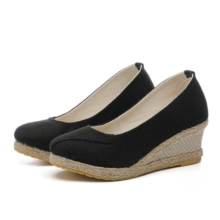 

kpoplk Womens Wedges Women s Platform Wedges Ankle Strap High Heels Sandals Open Toe Buckles Sandals Summer Dress Shoes(Black)