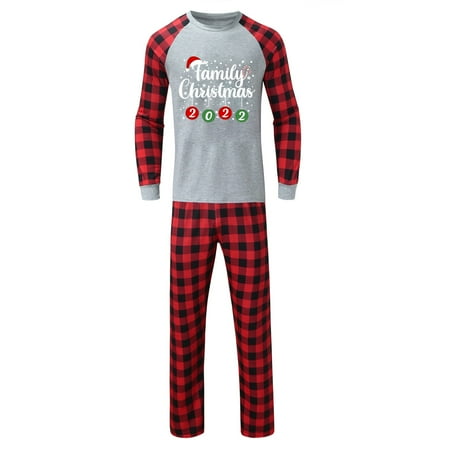 

TAIAOJING Christmas Pjs Deer Plaid Print Long Sleeve T Shirt Top And Pants Xmas Sleepwear Holiday Family Matching Pajamas Outfit