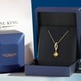 thumbnail image 5 of Gem Stone King 14K Yellow Gold Champagne Quartz and Lab Grown Diamond Pendant Necklace for Women | 1.28 Cttw | Gemstone Birthstone | Round 7MM | With 18 inch Chain, 5 of 6