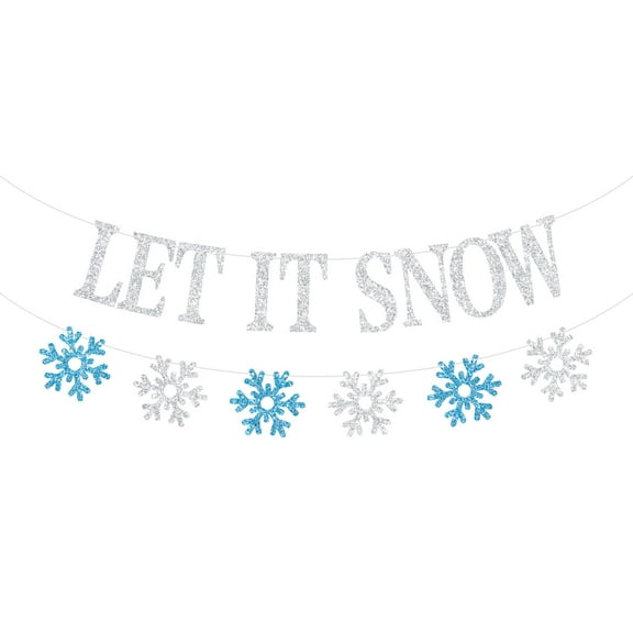 Let It Snow Banner, Snowflake Winter Wonderland, Hello Winter Decor, Winter Themed Baby Shower Party Decorations