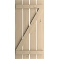 thumbnail image 2 of Ekena Millwork 23 1/2"W x 86"H Rustic Four Board Spaced Board-n-Batten Knotty Pine Faux Wood Shutters w/Z-Board (Per Pair), Primed Tan, 2 of 10
