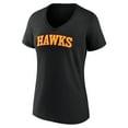 thumbnail image 2 of Women's Black Atlanta Hawks Wordmark V-Neck T-Shirt, 2 of 3