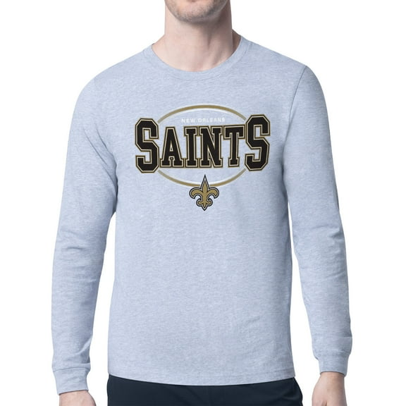 Men's Starter Heather Gray New Orleans Saints Team Track Graphic Long Sleeve T-Shirt