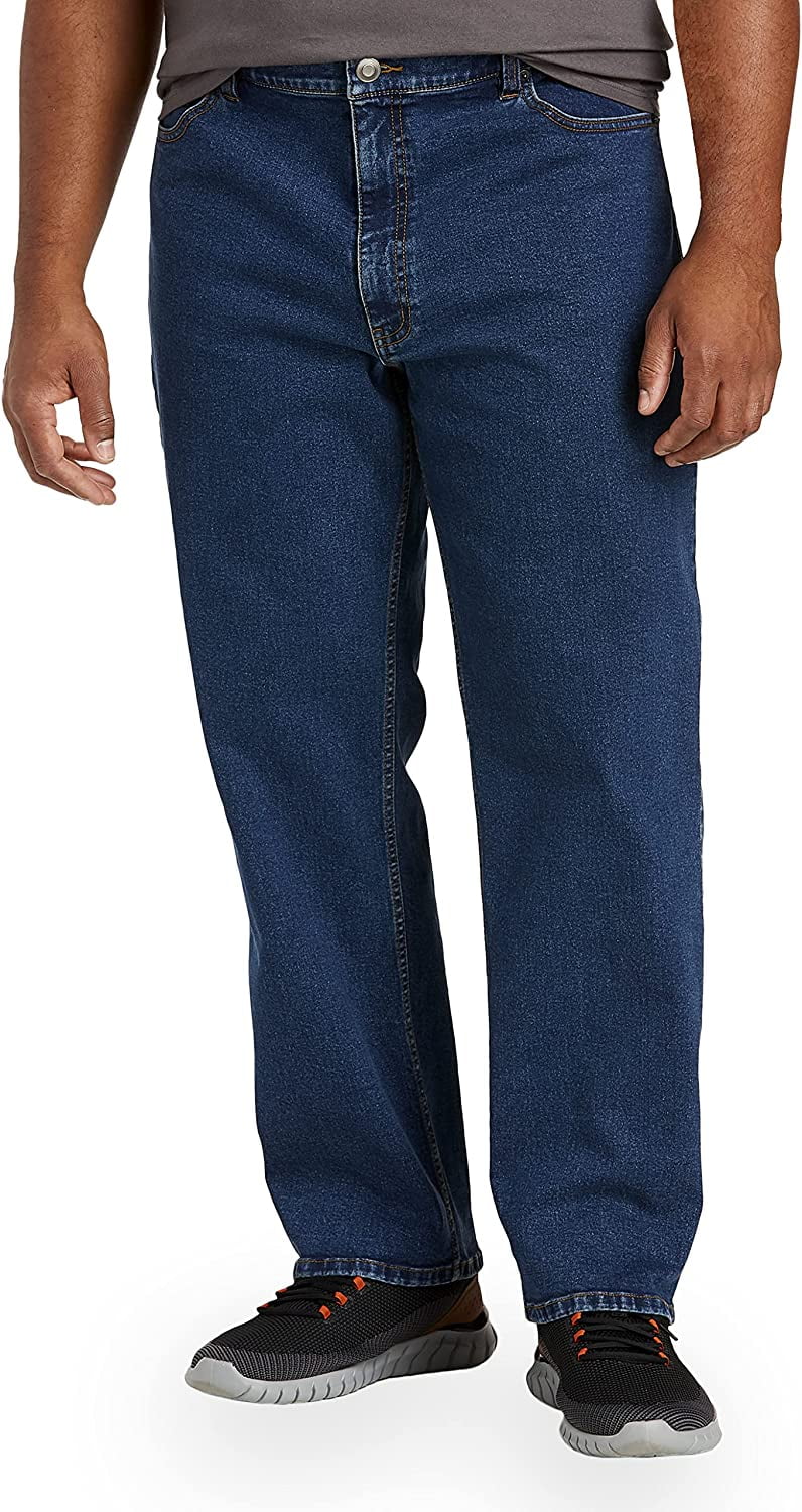 Big and Tall Essentials by DXL Men's RelaxedFit Jeans, Dark Wash, 58W