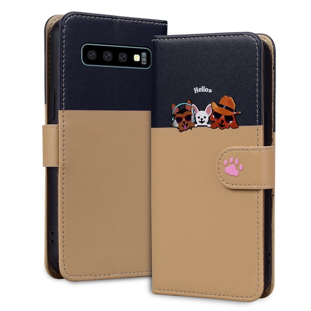 Compatible with Samsung Galaxy S10 4G Cute Animals Pattern Wallet Case with Card Slots Flip Cover