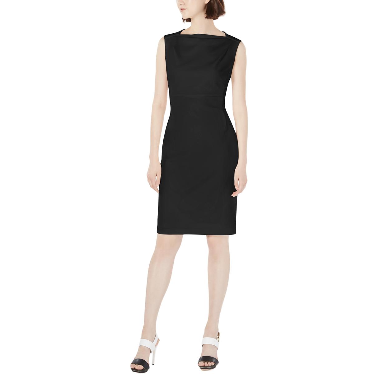 Calvin Klein Womens Boat Neck Dressy Sheath Dress Black 4