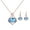 Blue, variant on Xinyolin Fashion Oval Rhinestone Pendant Necklace, Women's Ear Stud Earrings Jewelry Set