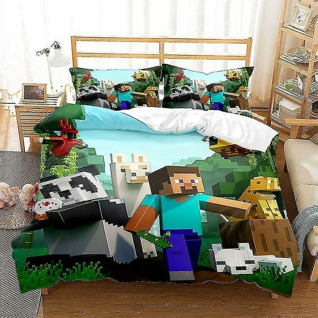 Minecraft Série Housse de Couette Trois Pièces Ensemble Deux Pièces Sablé