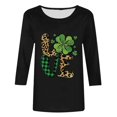 thumbnail image 3 of St.Patrick's Day Shirt for Women Lrish Lucky Festival T-Shirt Clover Gnomes Leopard Heart-Shaped Printed Tee Top, 3 of 4