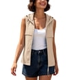thumbnail image 3 of MaFYtyTPR Women's Sleeveless Zip Up Hoodie Vest Lightweight Casual Hooded Jacket with Chest Pockets for Outdoor Activities Khaki XXXL, 3 of 7