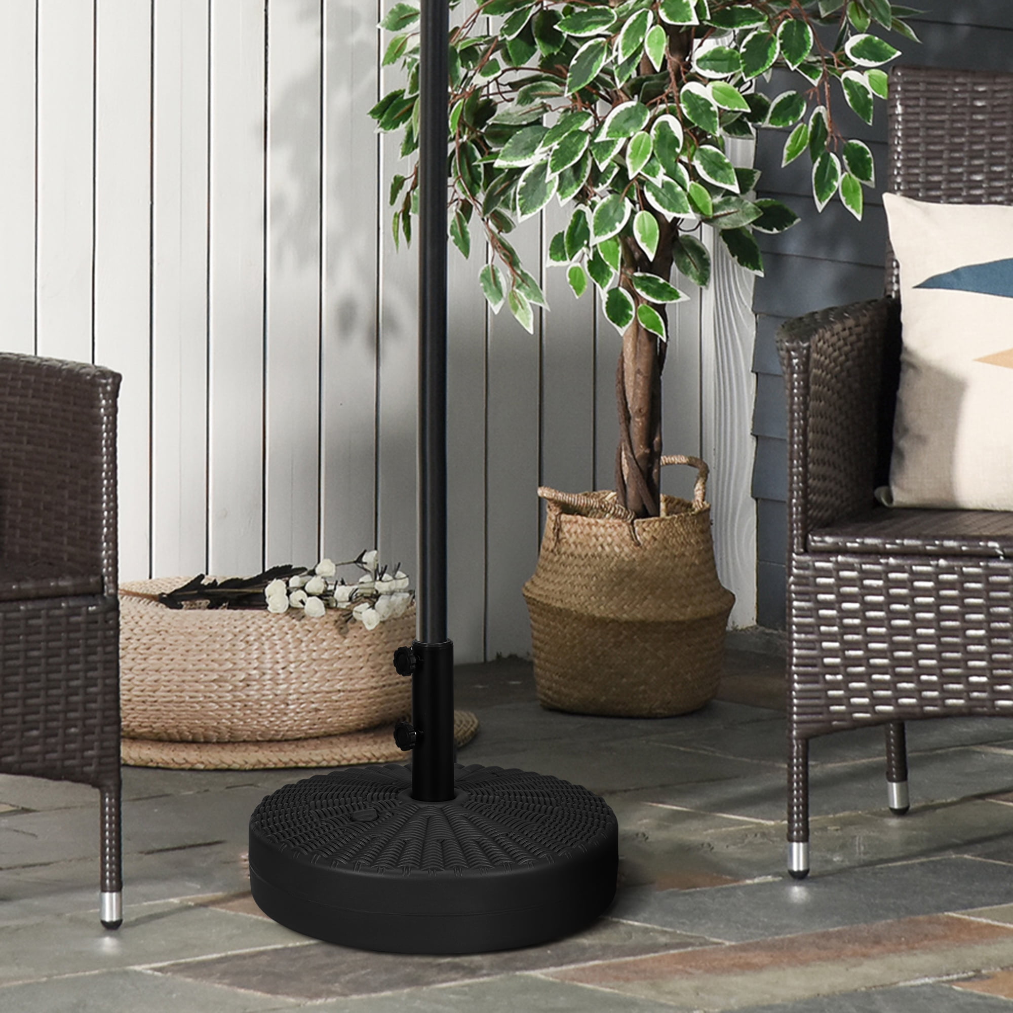 Outsunny Fillable Umbrella Base for 1.5"-2" Pole, Umbrella Stand, Black