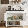 thumbnail image 4 of Farmhouse Wooden Console Table with 2 Doors & 2 Drawers – Multi-Functional Entryway Storage Cabinet and Buffet Sideboard for Kitchen, Hallway, Dining & Living Room, White, 4 of 7