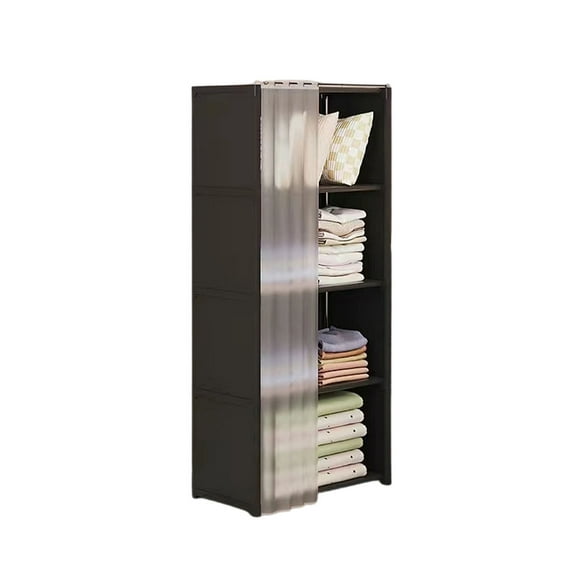 Floor-Standing Multi-Tier Clothing Storage Cabinet With Bookshelf Shelving