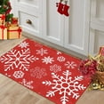thumbnail image 1 of Christmas Entryway Carpet 2' x 3', Xmas Snowflake Pattern Non-Slip Stain Resistant Holiday Decorative Washable Floor Cover Accent Rug for Entrance Kitchen Bathroom, Red, 1 of 7