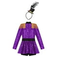 thumbnail image 4 of TiaoBug Kids Girls Circus Ringmaster Dress Sequin Tassel Leotard Skirt with Hats for Stage Party Purple 16, 4 of 7