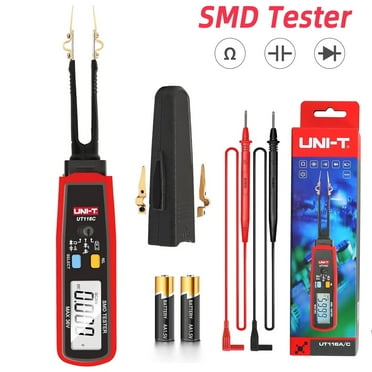 UNI-T UT116C Digital Smart SMD Tester Current Fuse Tester Diode Continuity Resistor Capacitor LED Battery Test Mini Multi Tester, 6000 Counts Auto Ranging, Resistance Capacitance