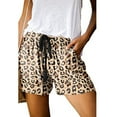 thumbnail image 3 of Shorts for Women Summer Casual Elastic High Waisted Comfy Leopard Drawstring Elastic Waist Pants Beach Vacation Trendy 2025 with Pockets S-5XL, 3 of 4