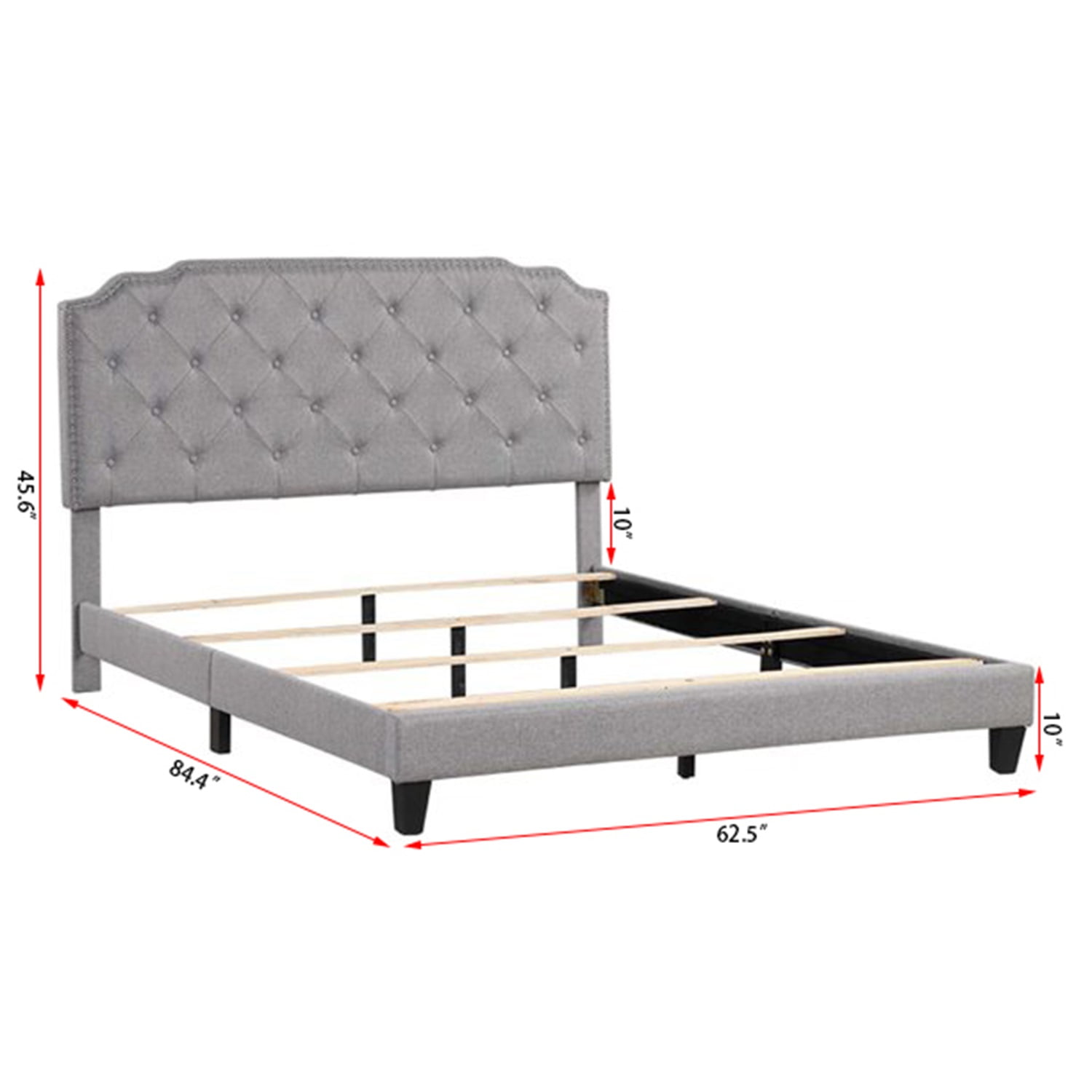 Kadyn Queen Bed Frame with Headboard, Queen Size Fabric Upholstered Platform Bed Frame, Mattress Foundation with Wooden Slats Support, No Box Spring Needed, Light Gray Kadyn Queen Bed Frame with Headboard, Queen Size Fabric Upholstered Platform Bed Frame, Mattress Foundation with Wooden Slats Support, No Box Spring Needed, Light Gray