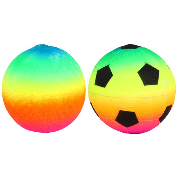 KAKOWELY 2 pelotas de fútbol inflables de colores para niños, juguetes para exteriores.