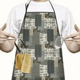 thumbnail image 2 of Brown Checkered Geometric and Floral Apron-Garden Aprons for Women with Pockets-Cotton Linen Waterproof Kitchen Cooking Gardening Aprons Adjustable for Kitchen,Cooking,BBQ and Salon 33x27 Inch, 2 of 7