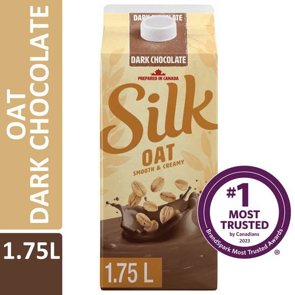 Silk Oat Beverage, Dark Chocolate Flavour, Plant Based Dairy Free Milk, 1.75L, 1.75L Oat Milk
